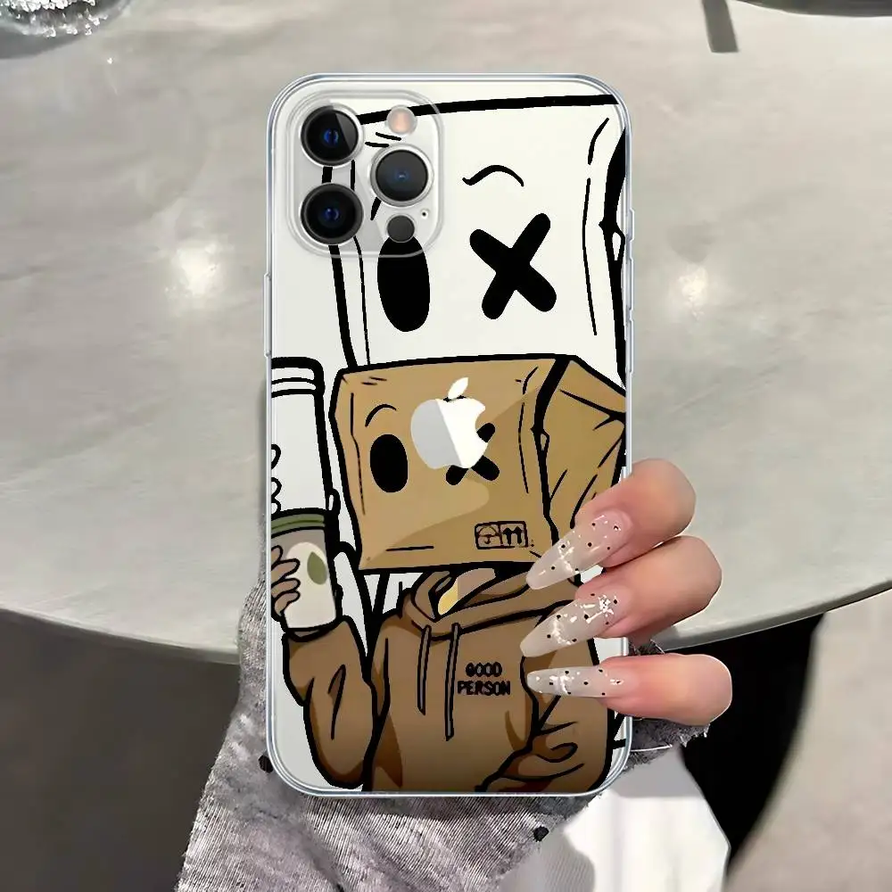 الكرتون ورقة رجل نمط شفاف حافظة هاتف من البولي يوريثان آيفون 17 11 12 13 14 15 16 برو ماكس 16 Plus