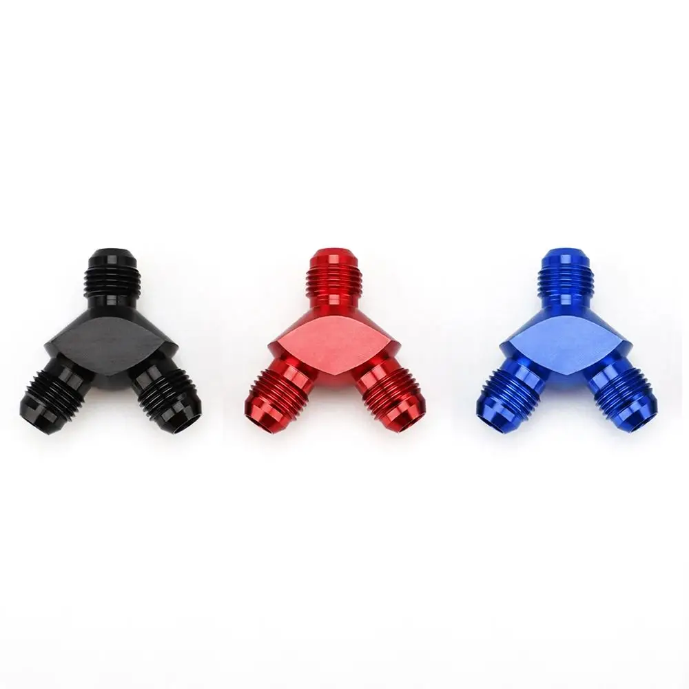 

AN6 AN8 AN10 Aluminum Y Block Adapter Fittings Adaptor Red/Black/Blue Y Type Oil Pipe Joint