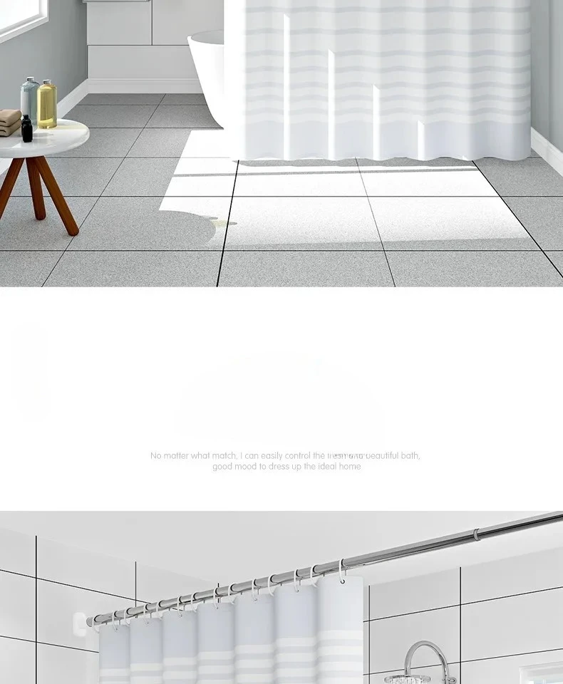 Shower Curtains White Stripe Simple Modern Style Curtain for Bathroom Water Resistant PEVA Fabric with Hooks 200cm Farmhouse