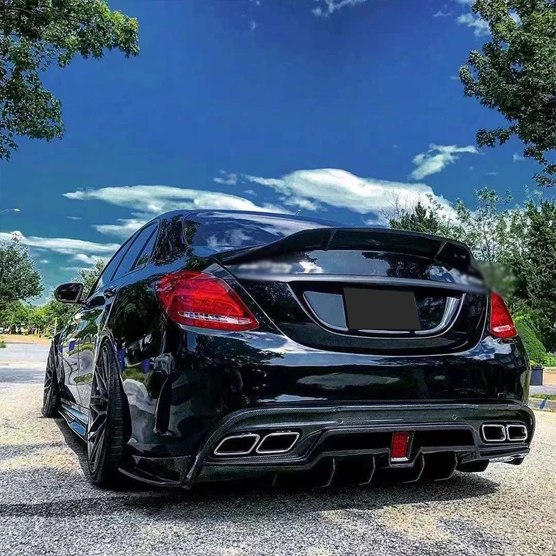 For Mercedes Benz C Class AMG W205 C43 C63 4 Doors C200 C220 C260L Carbon Fiber Car Rear Bumper Lip Diffuser Spoiler IMP Style