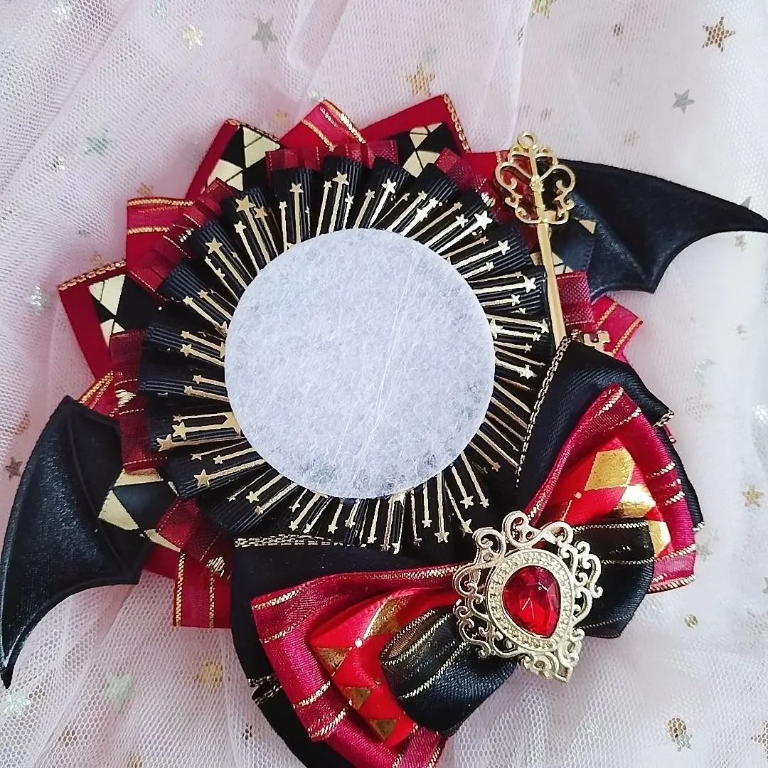 Angels and Demons badge holder，women ita bag Accessories，Japanese-style cartoon Badge Rosette ，handmade Ribbon bowknot