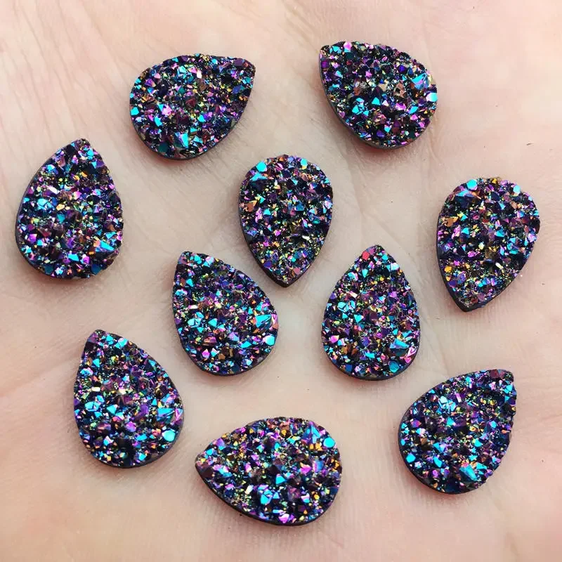 Diy 50PCS 9*13mm glitters AB Colors Mineral Surface Resin Rhinestone Flatback Cabochon Stone DIY Wedding Decoration Crafts -A57