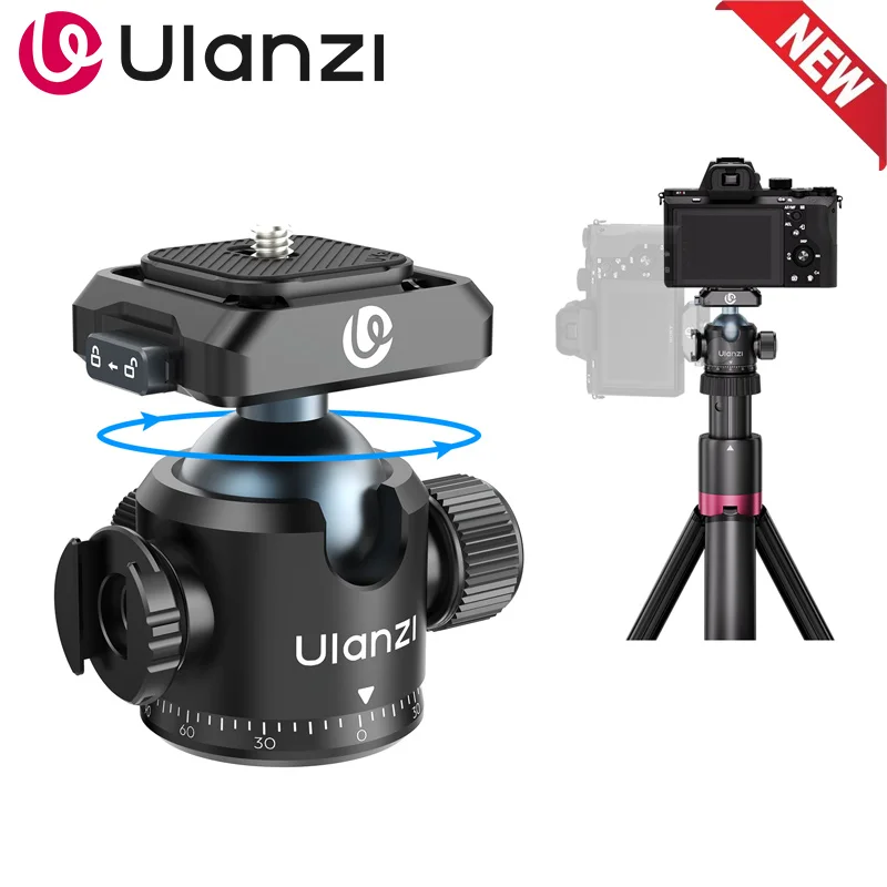 Ulanzi T100 UKA Professional Tripod Ball Head Uka Quick-Release 360° Rotation Panoramic 1/4