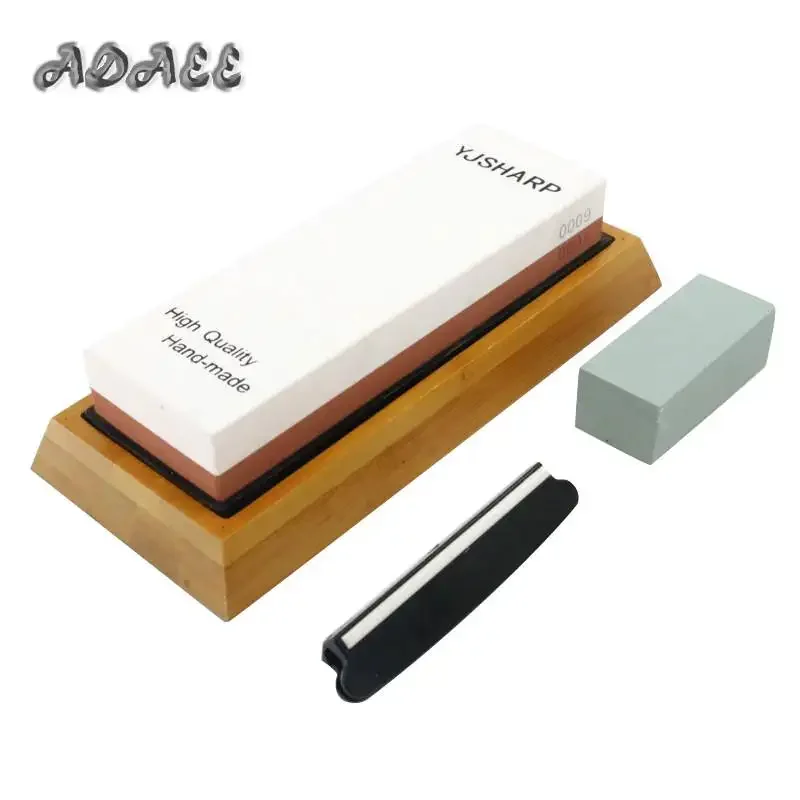 ADAEE Premium Japanese Whetstone Knife Sharpening Stone 2 Side Grit 1000 6000 Waterstone With NonSlip Bamboo Base & Angle Guide