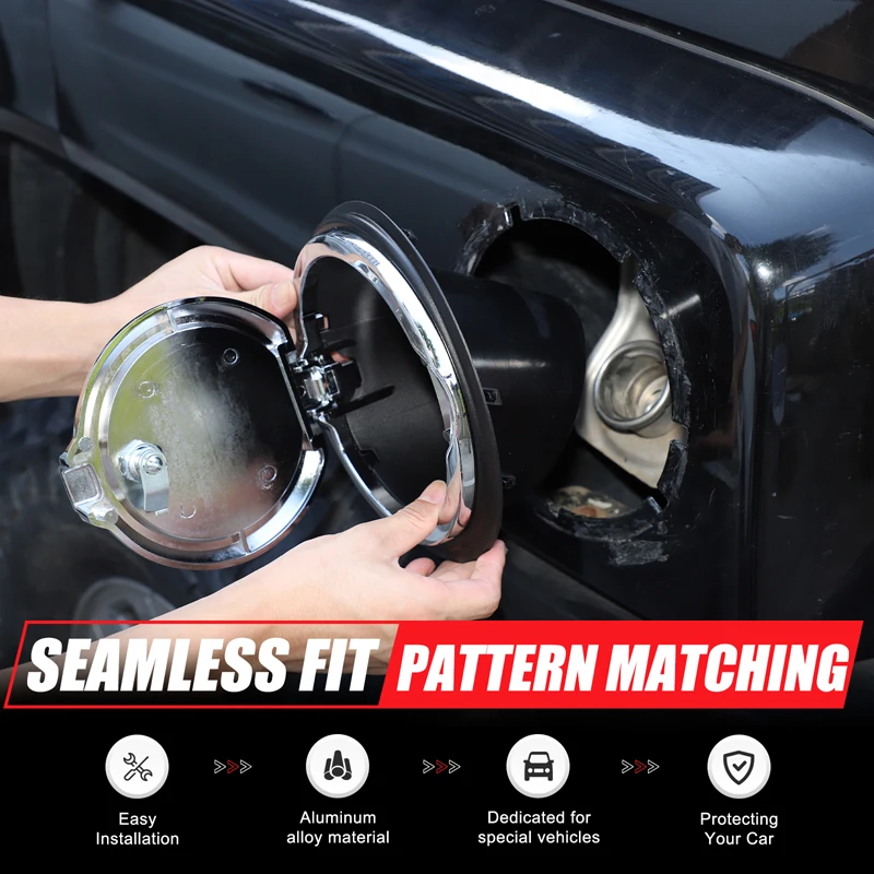 Juego de 1 pieza de aleación de aluminio plateado y negro para Hummer H3 2005-2009, tapa de tanque de combustible para coche, cubierta de bloqueo antirrobo, pegatina, accesorios para coche