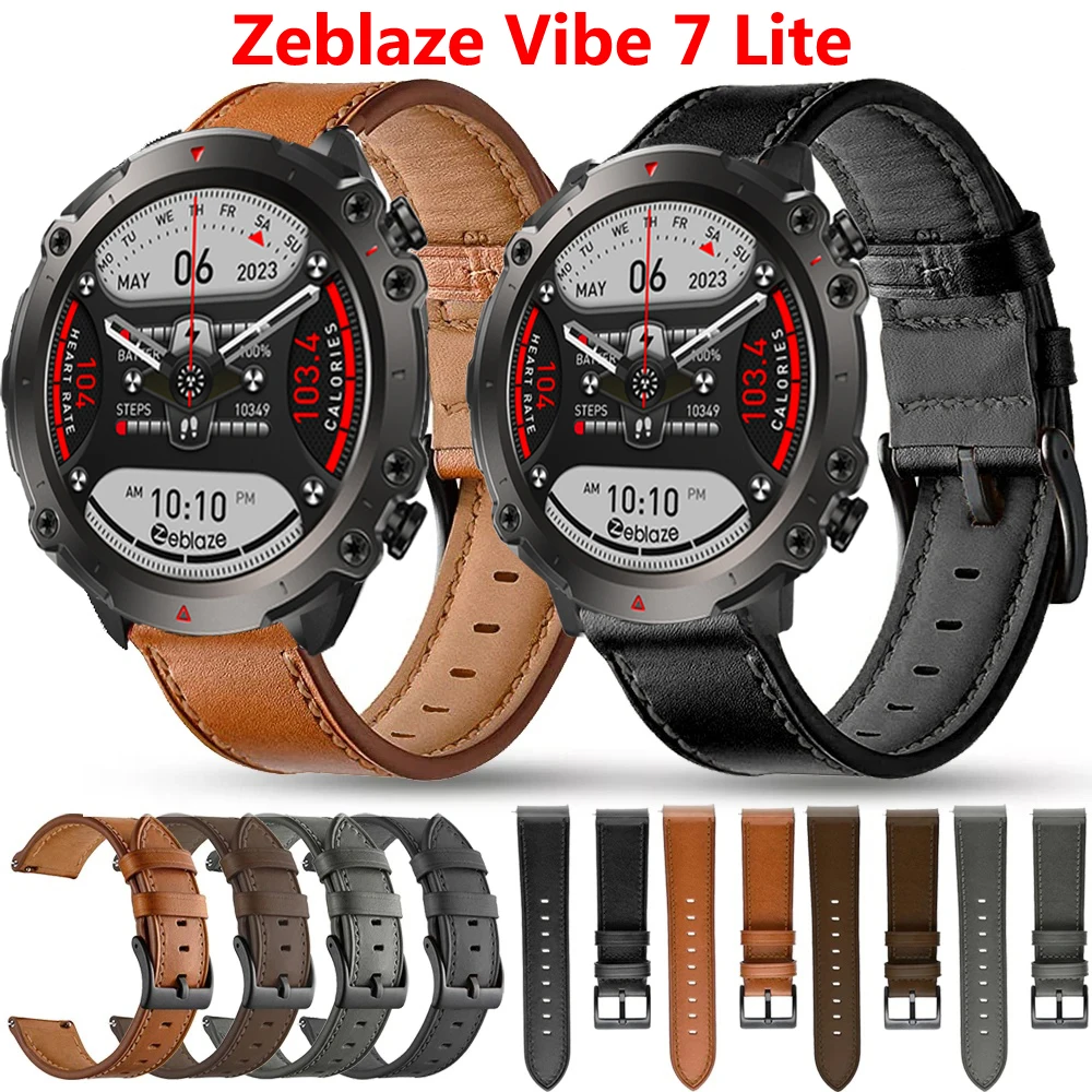 22mm Leather Strap for Zeblaze Vibe 7 Lite Pro Smart Wriststrap Quick Releas Bracelet for Zeblaze Vibe 7 Watches Accessories