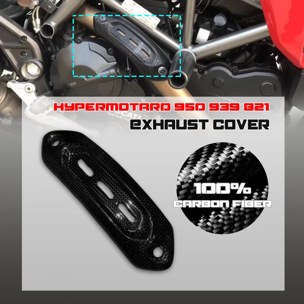 For DUCATI Hypermotard 950/939/821 Real Carbon Fiber Exhaust Pipe Hood Heat Shield Cover Guard Protector Motorcycle Fairing Kits