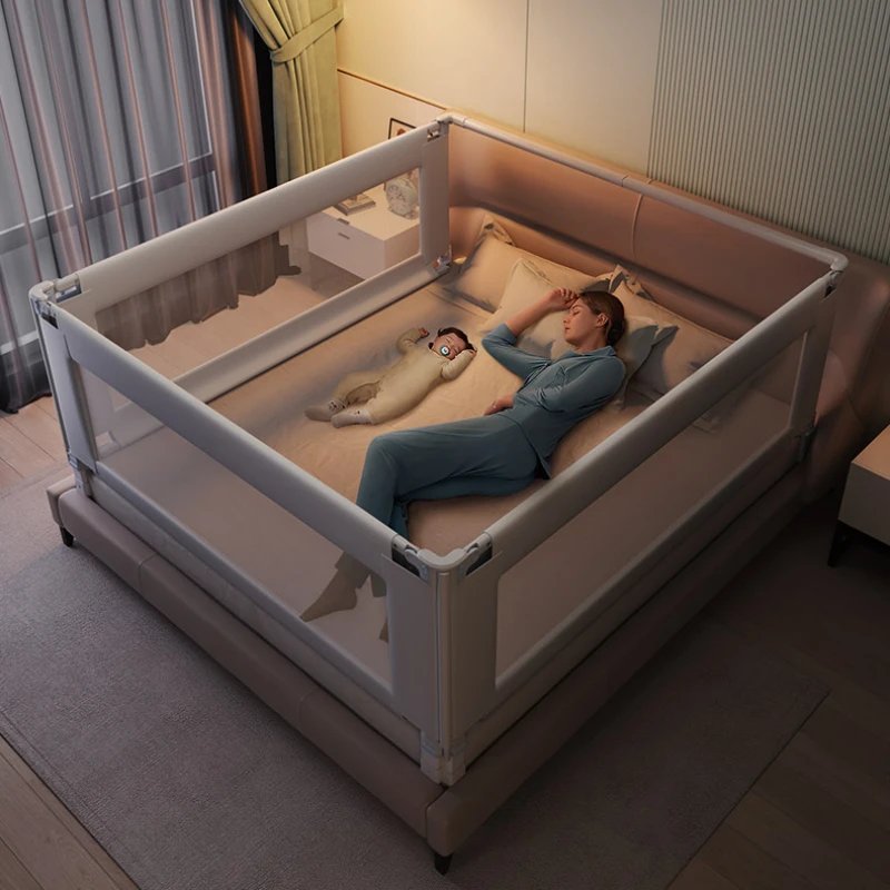 Baby anti-fall bed fence baby guardrail Bedside anti-fall baffle Children's bed three side guardrails without drilling