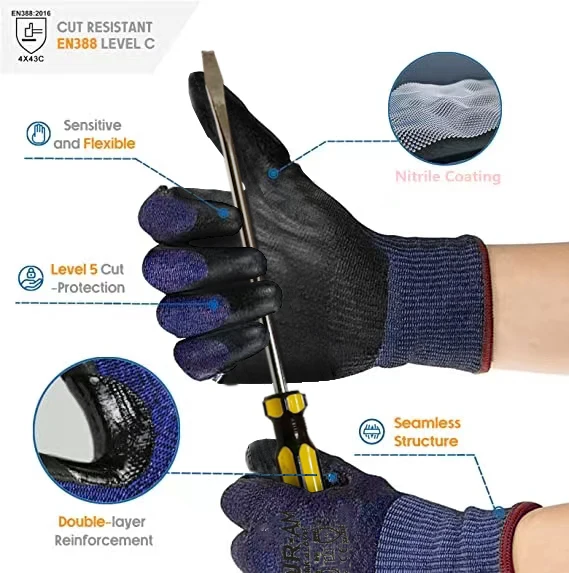 1/3 Pairs High-End Cut-Resistant Work Gloves for Car Repair, Daily Use, Unisex & Stylish Design for Men and Women image 3