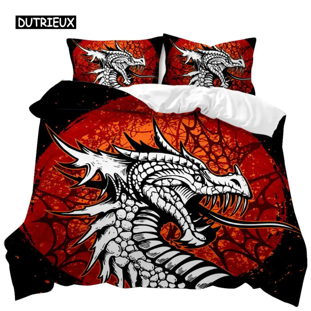 

Dragon Duvet Cover Set Japanese White Dragon Tatsu Folk Noble Monster Twin Bedding Set Double Queen King Polyester Qulit Cover