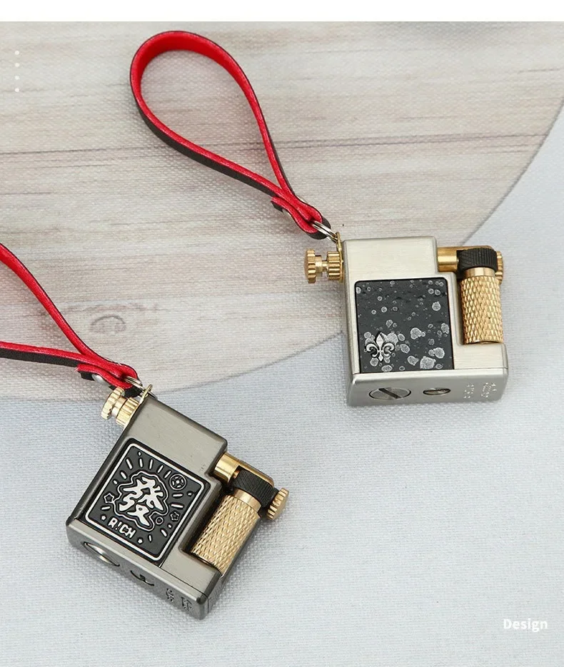 CHIEF 715 Small Square Brick come on Lighter, Mini Metal Portable Lanyard, Tray, Grinding Wheel Side Slide Gift for Men