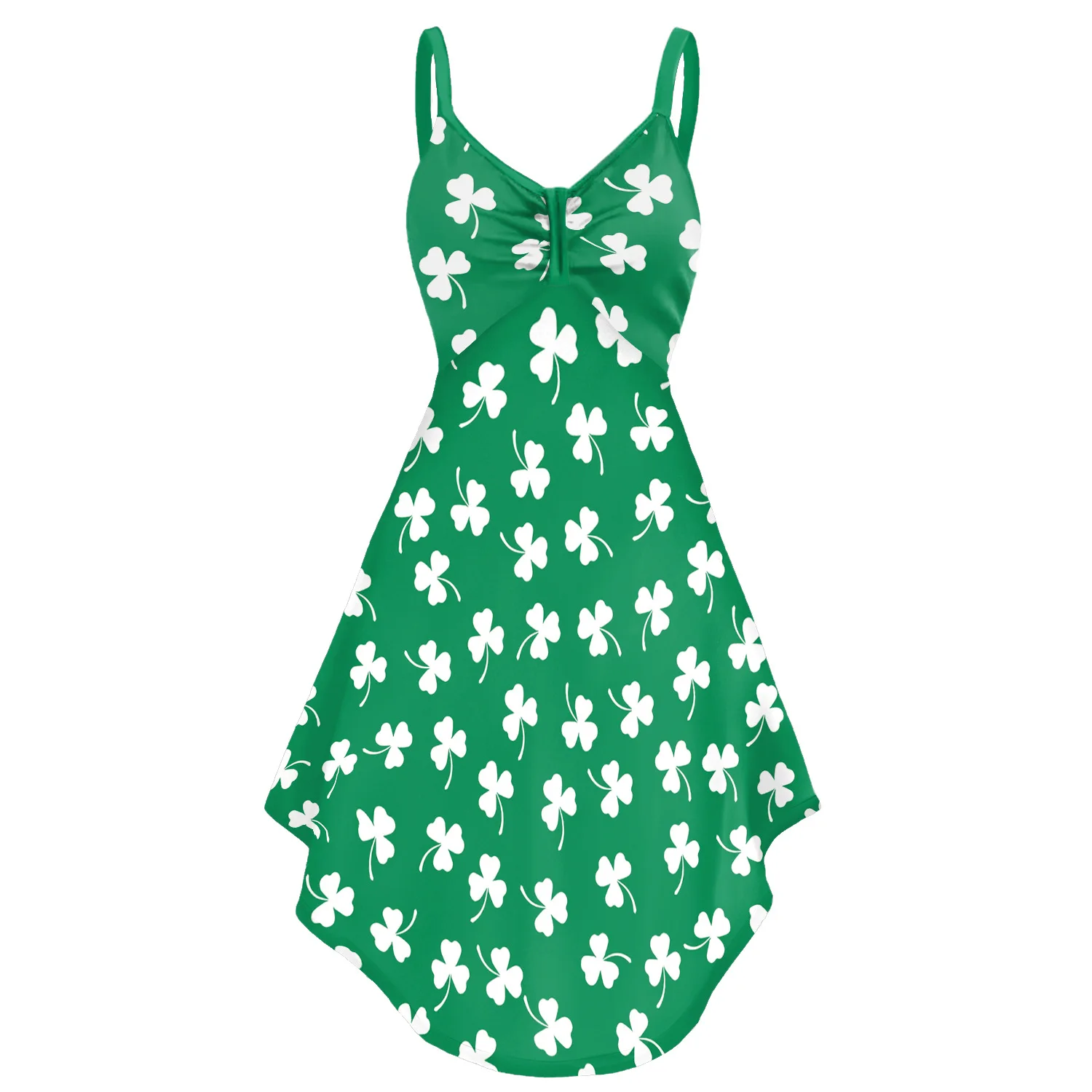 Irish Traditional Festivals Women Green Shamrock 3D Print Dresses Female St Patrick Day Party Wrap Dress Vestidos Women's Dress