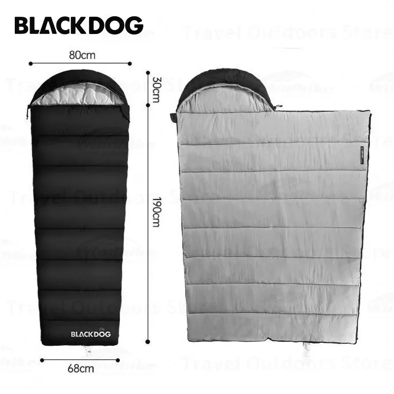 Naturehike-BLACKDOG Outdoor Mummy 4 Seasons Sleeping Bag 8~-7℃ Ultralight Camping Thickened Cotton Sleeping Bag Adult Splicing