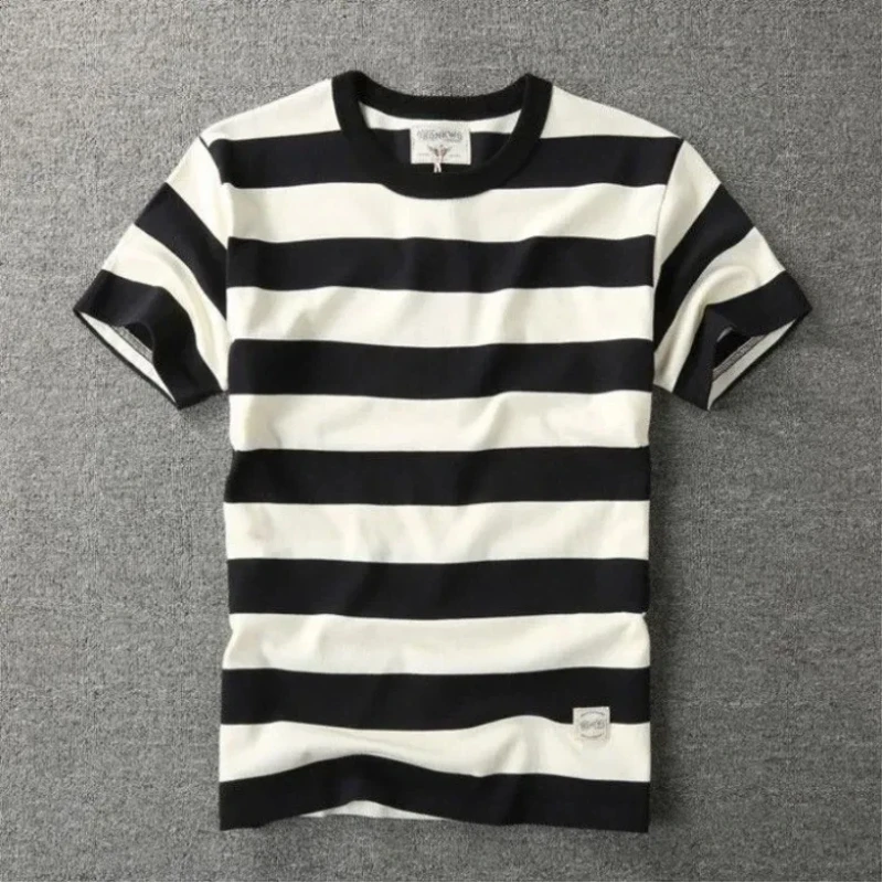 Striped Men's Casual T-Shirt With Breathable Knit Design For Daily Wear In Summer