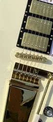 Customized electric guitar, SG electric guitar, cream white, gold vibrato, in stock, lightning package