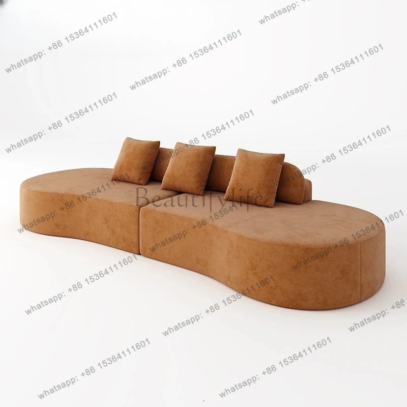 

Modern simple vacuum compression curved sofa integrated pure sponge fabric sofa
