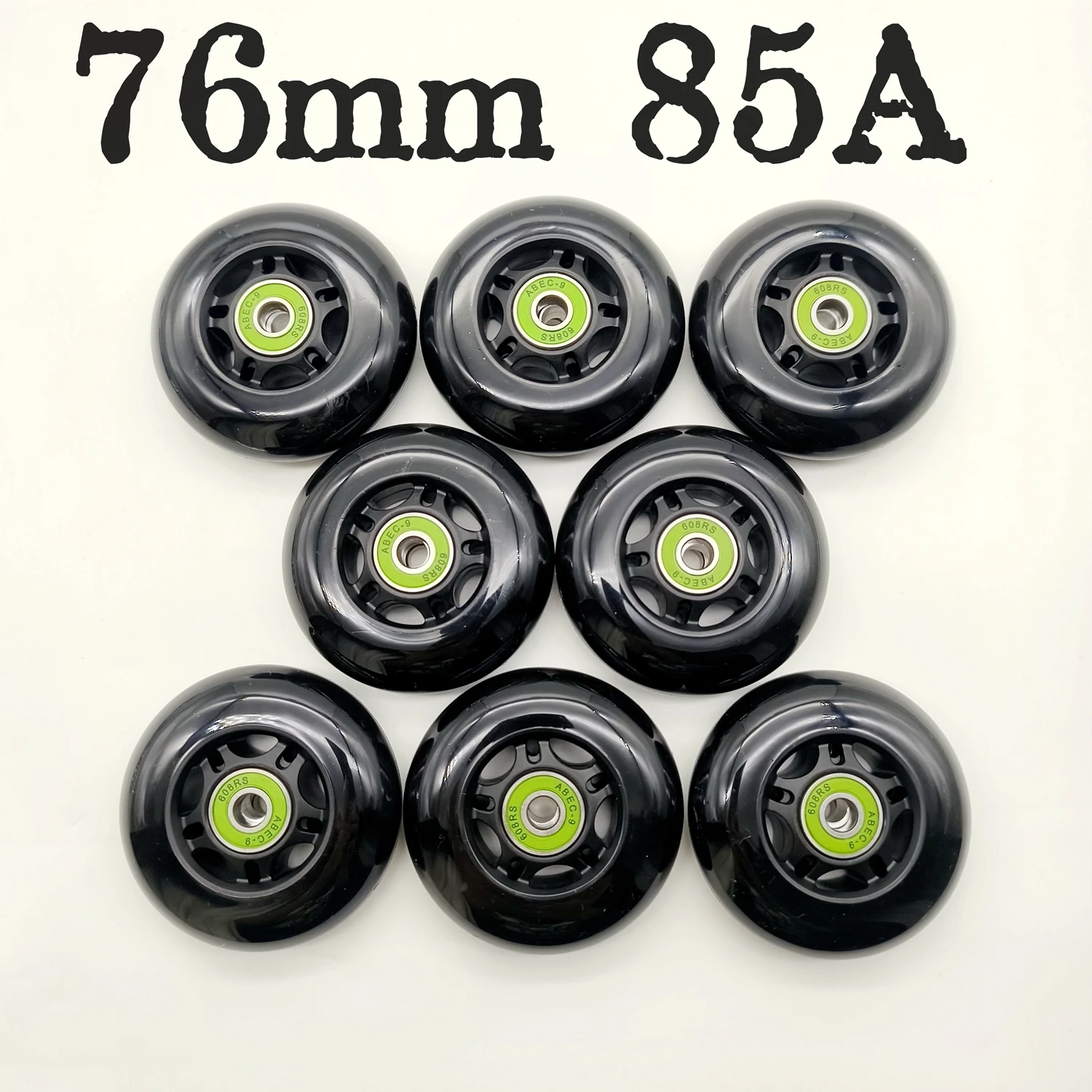 Inline-Skate-Rad schwarz 76 mm 85 A 80 mm Lager 608z ABEC-9 8 Räder/Los