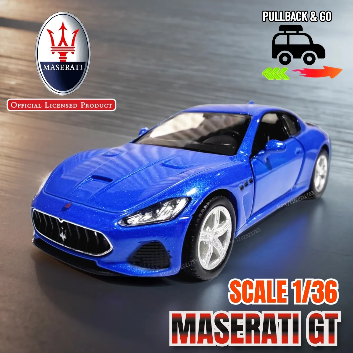 1:36 Car Model Replica Maserati Gran Turismo MC Scale Metal Diecast Miniature Art Vehicle Collection Xmas Gift Boy Friend Toy