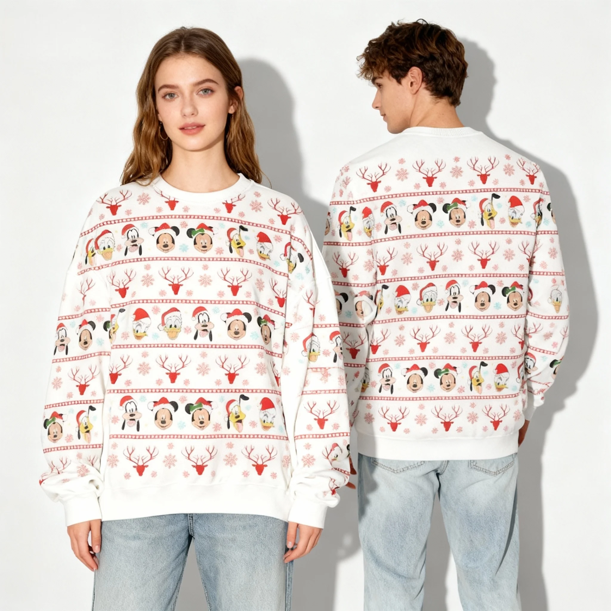 Disney Christmas McQueen Mickey round  Hoodie Oversized Women's Streetwear Autumn/Winter Collection Sweet Cool Adult Childre