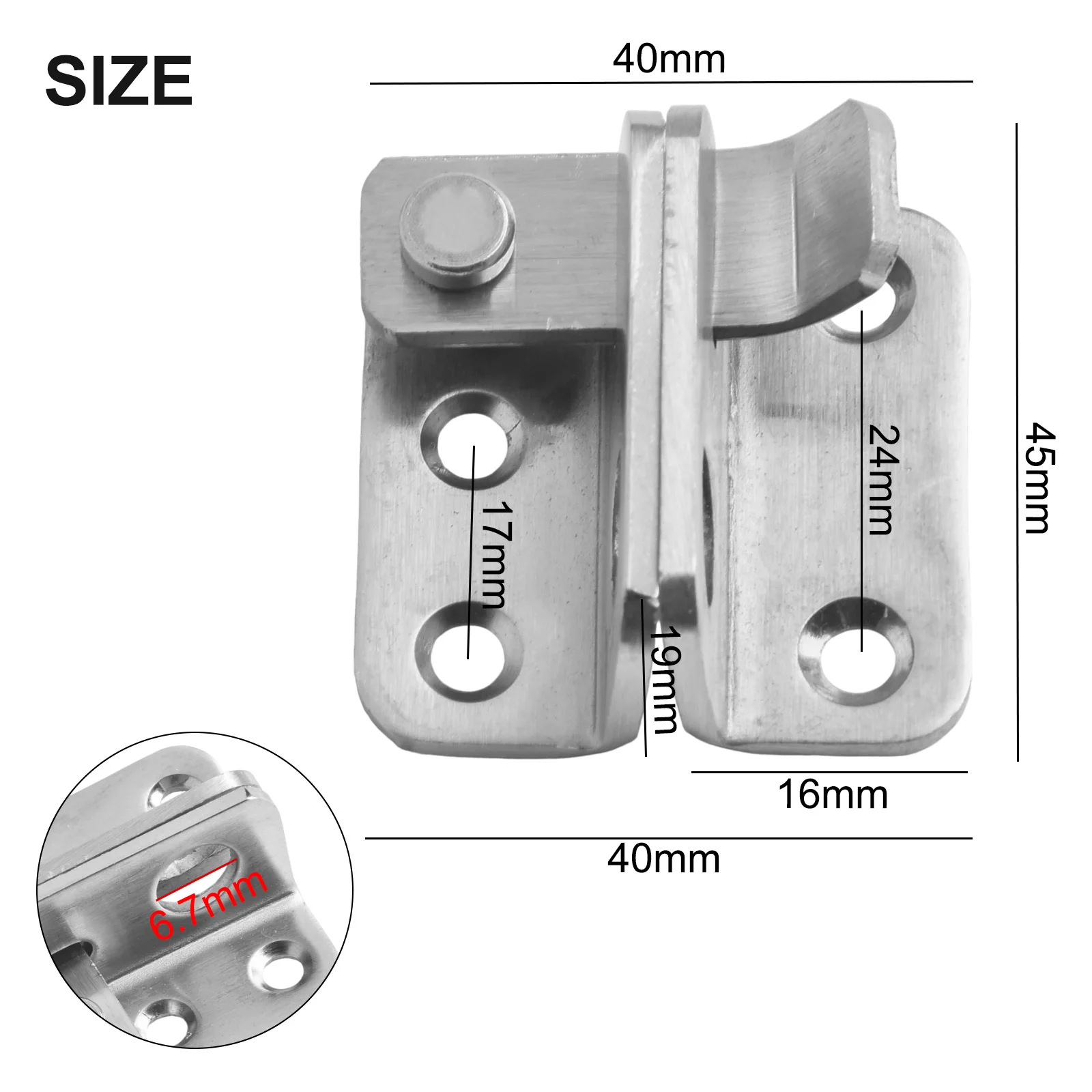 Punch free Door Bolt Silver Stainless Steel Hardware Lock Repair Replacement Wardrobe Bracket Hasp Home Safety