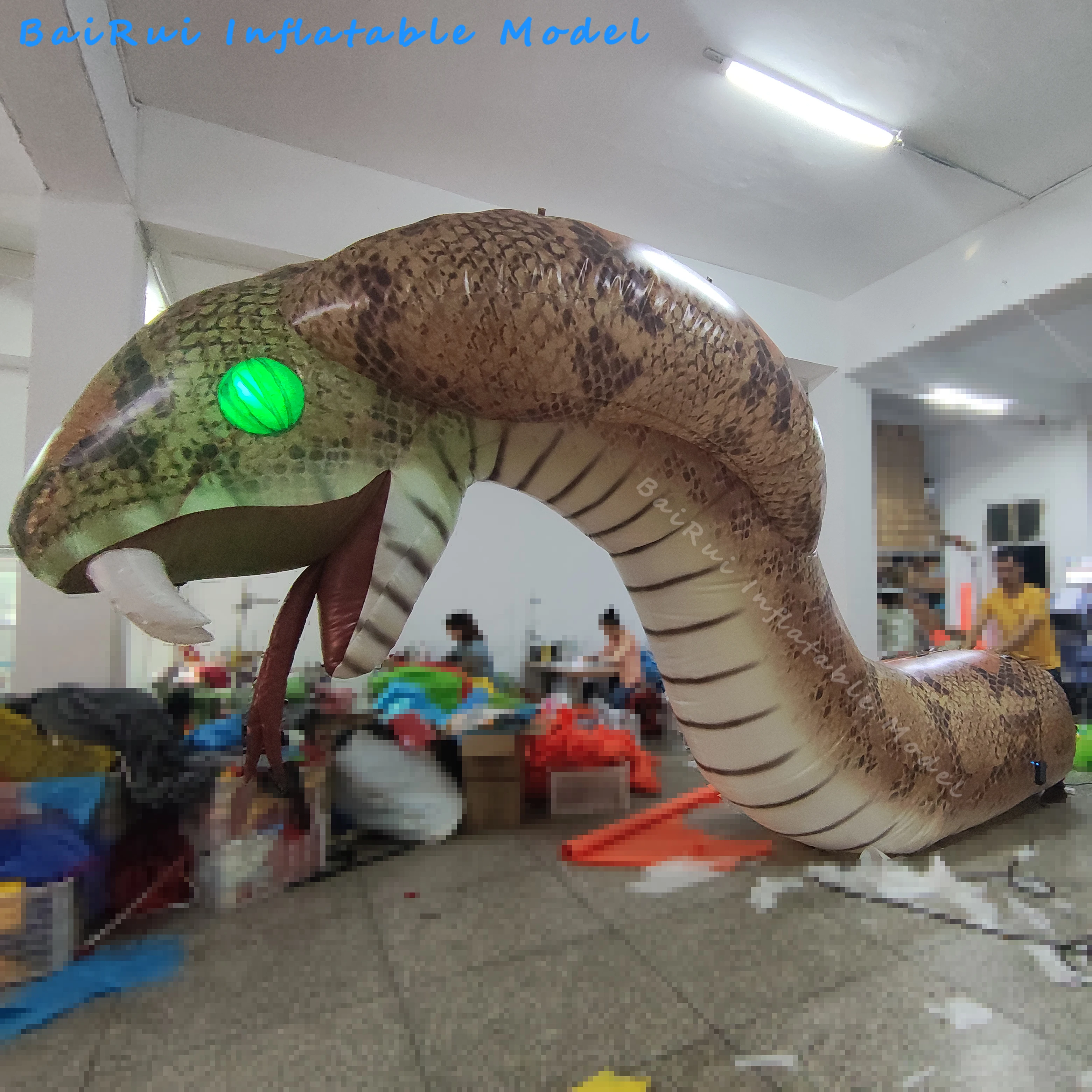 Riesige aufblasbare 3D-Schlange, Python-Simulation, Kobra mit farbwechselndem LED-Licht, leuchtenden Augen, Event- und Bühnendekoration, Spielzeug – Detail 3