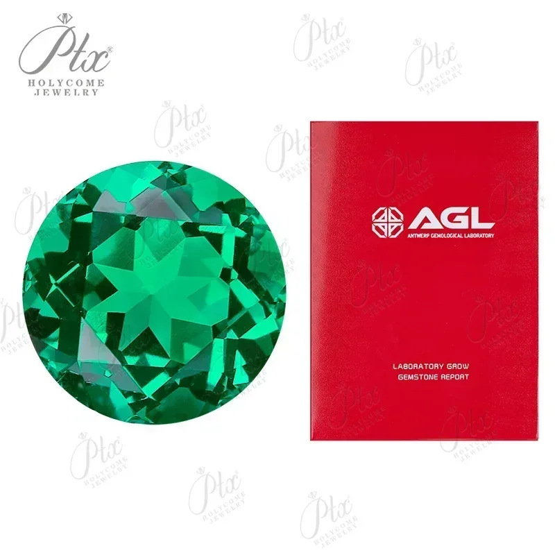 

Lab Grown Emerald Diamond Round Cut Columbia Emeralds Gemstone Advanced Jewelry Rings Earrings Making With AGL Certificate