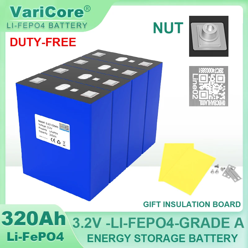 

3.2V 320Ah Lifepo4 Rechargeable Battery Lithium Iron Phosphate Travel Solar RV Campers Cell 12v 24v batteries Grade A Tax Free