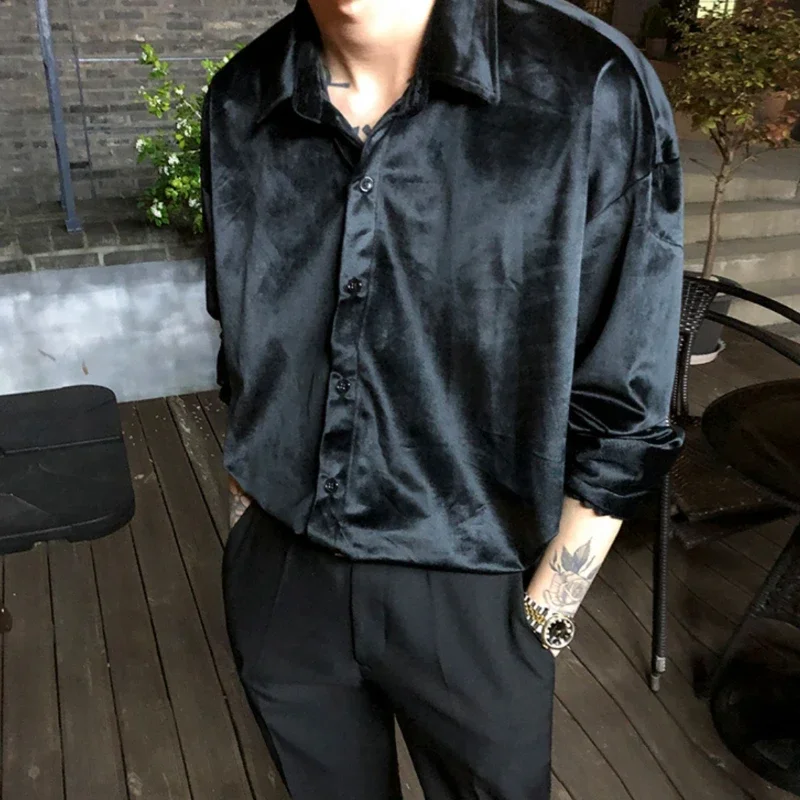 

Рубашки мужские, свободные, дышащие, летние, повседневные, однотонные, простые, в корейском стиле, универсальные, продвинутые, модные, красивые, уличная одежда с длинными рукавами