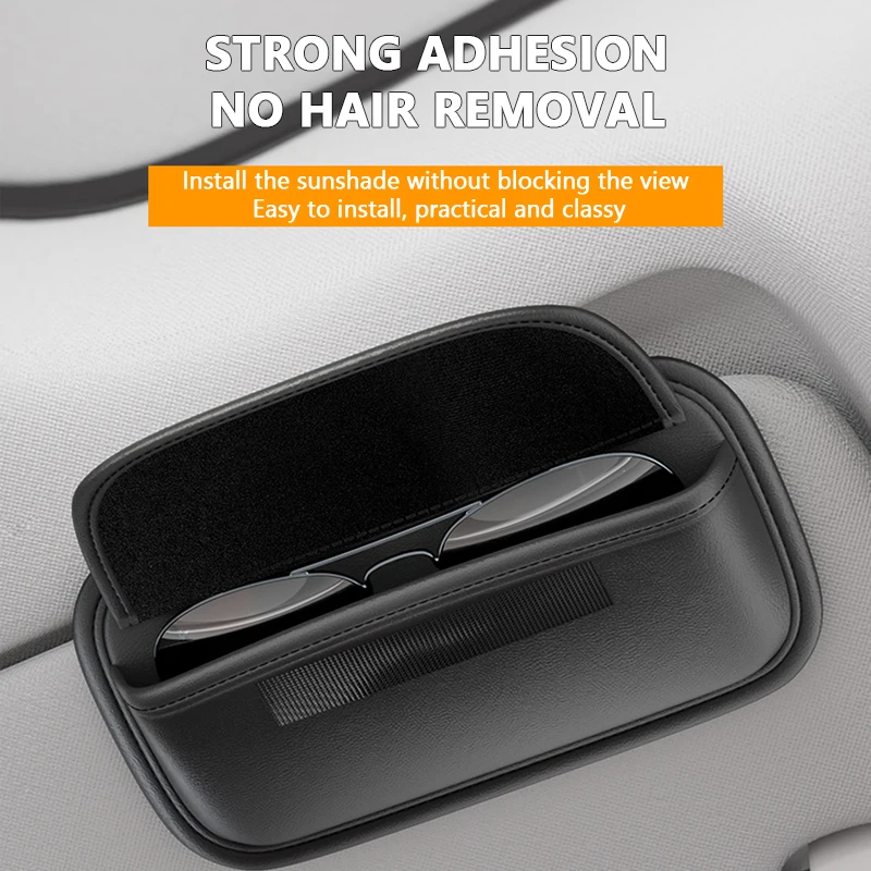BLALION Car Sunshade Glasses Bag PU Leather Auto Sun Visor Phone Organizer Wear-resistant Scratch-Free Sunglasses Storage Bag