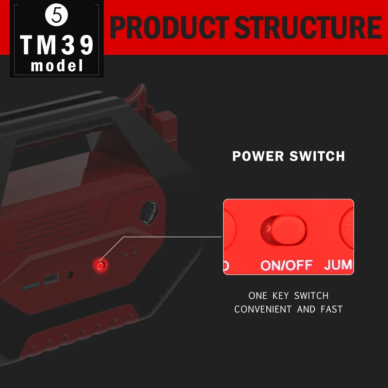 High Power Emergency Power Supply for Vehicles 12/24V 500/1000A Peak Current Portable Car Battery Booster Charger Power Bank