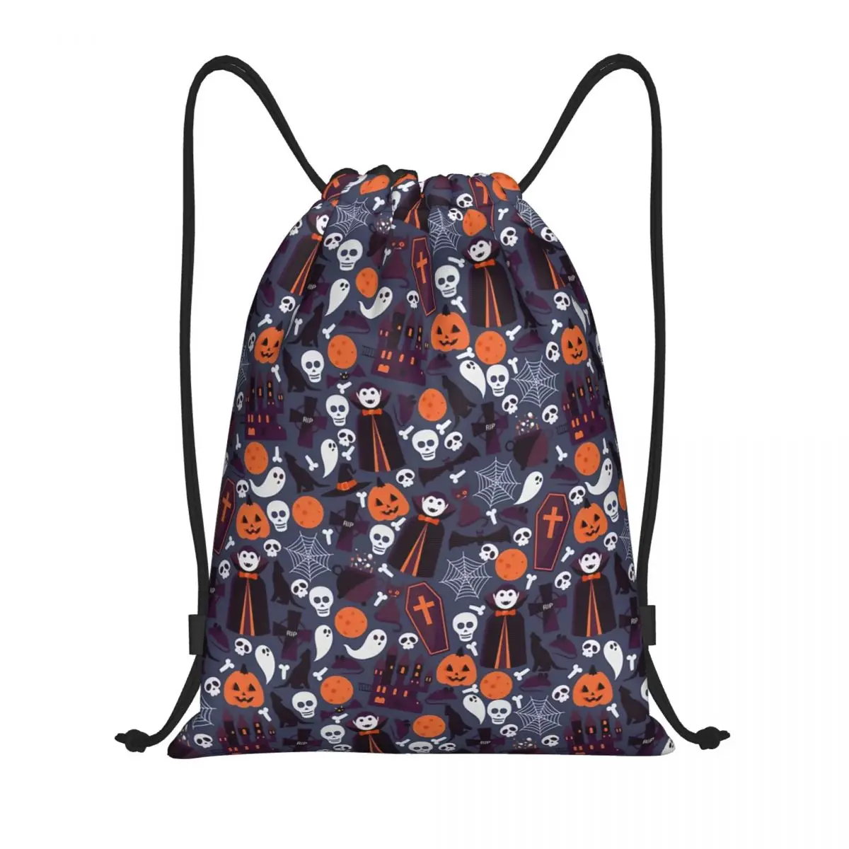 

Пользовательские тыквы, призраки, кошки, черепа, сумки на шнурке для Хэллоуина, женские и мужские портативные спортивные рюкзаки для спортзала, тренировочные рюкзаки