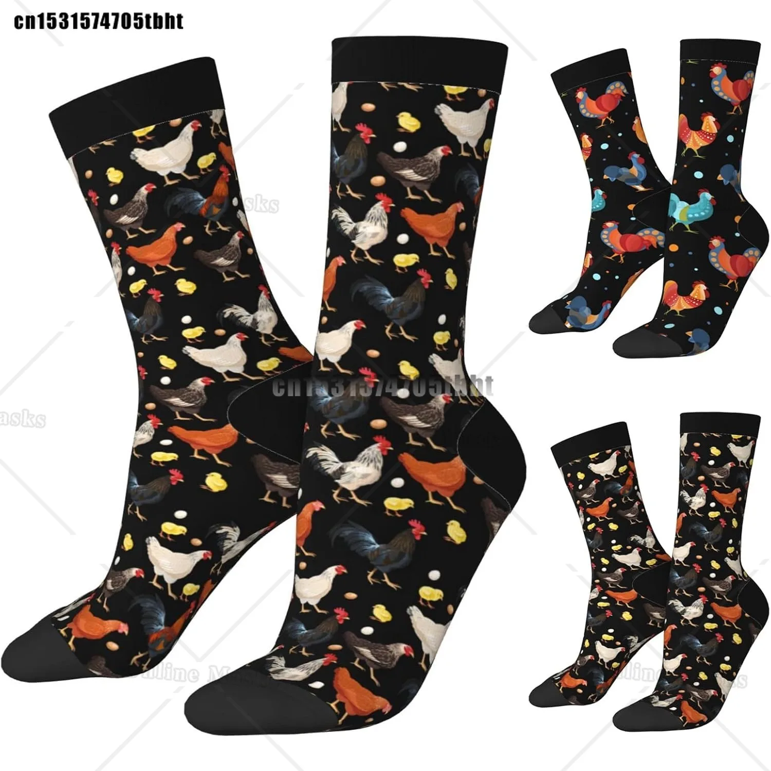 

Funny Crew Chicken Socks for Farm Lover Cute Chicken Rooster Printed Casual Novelty Sock Chicken Gifts for Men Women
