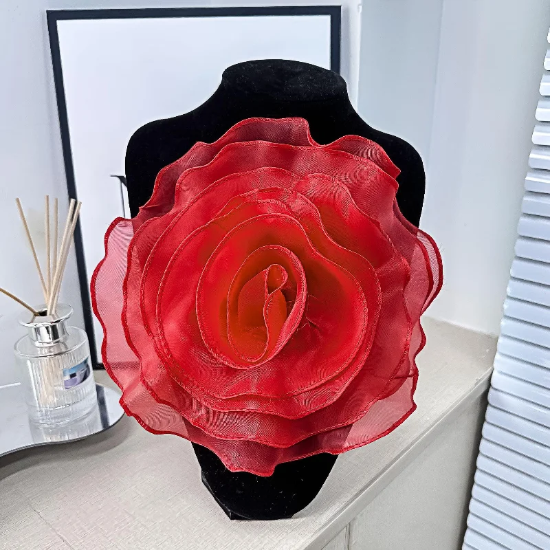 3D Artificial Rose Flower Patch, Chest Flower, Organza Corsage, Sewing Applique, Brooch Accessories, Clothing Dress, Neck Decor