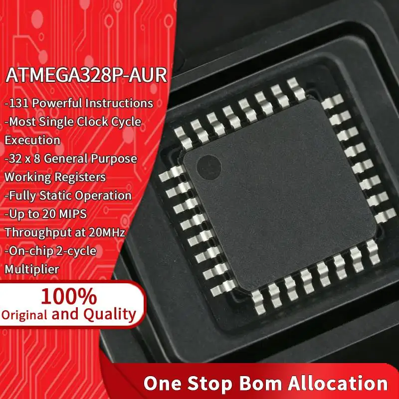 ATMEGA328P-AUR 8 Bit MCU 32KB Flash 2KB SRAM TQFP-32 Low Power For Development Board ATMEGA328 Original Integrated Circuit Chip