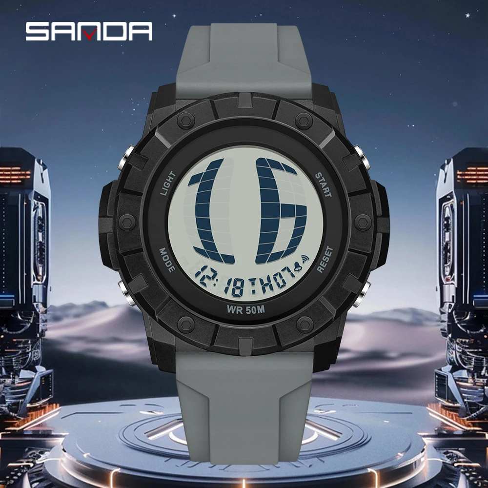

SANDA New Hot Selling Men Sport Electronic Watch Fashion Multifunction Waterproof Lifting Light Rolling Screen LED Digital Watc