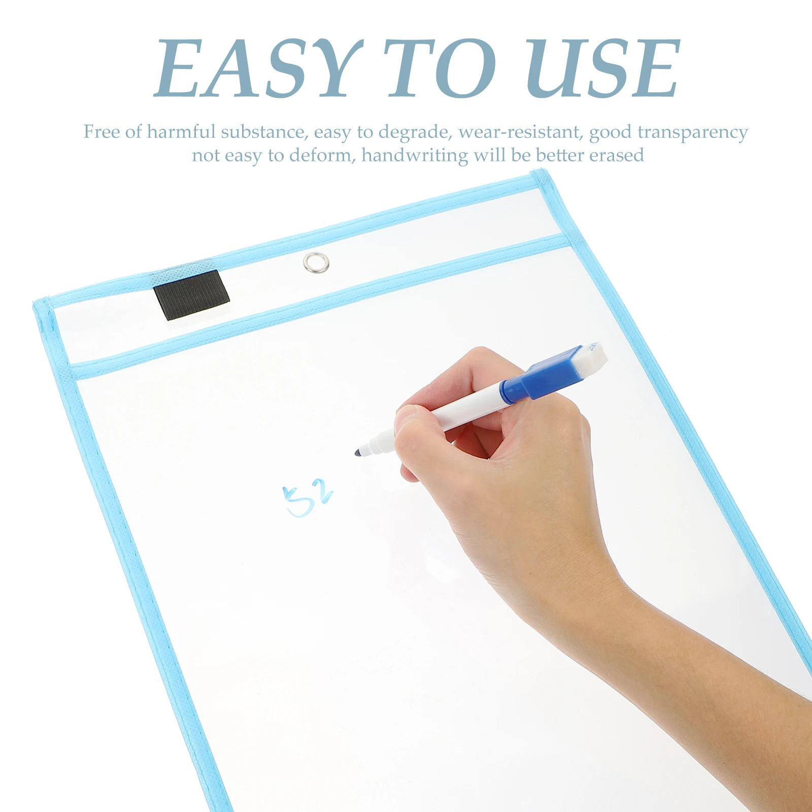 

1 set 1 Set Clear Dry Erase Pockets Reusable Waterproof Pvc Multi-Function File Pocket For Students Teachers Daily Use Storage