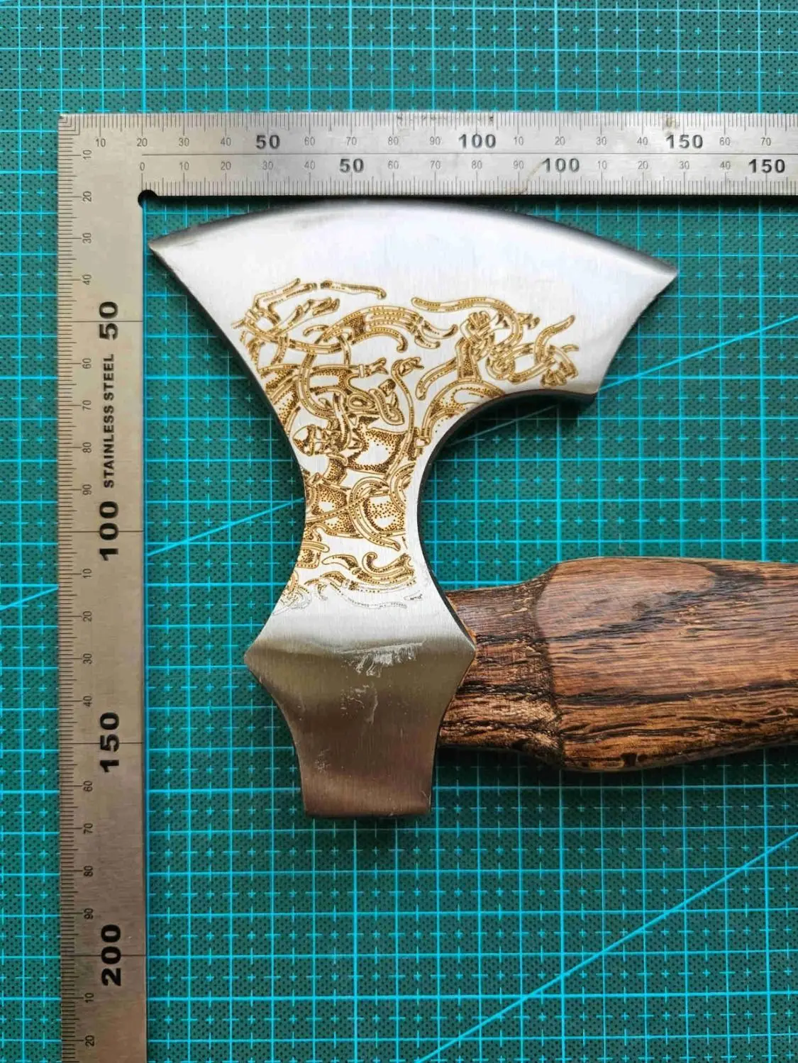 2026 New Nordic Carved Pattern Viking Hand Axe 55 Steel Forging Outdoor Camping Household Chopping Tool