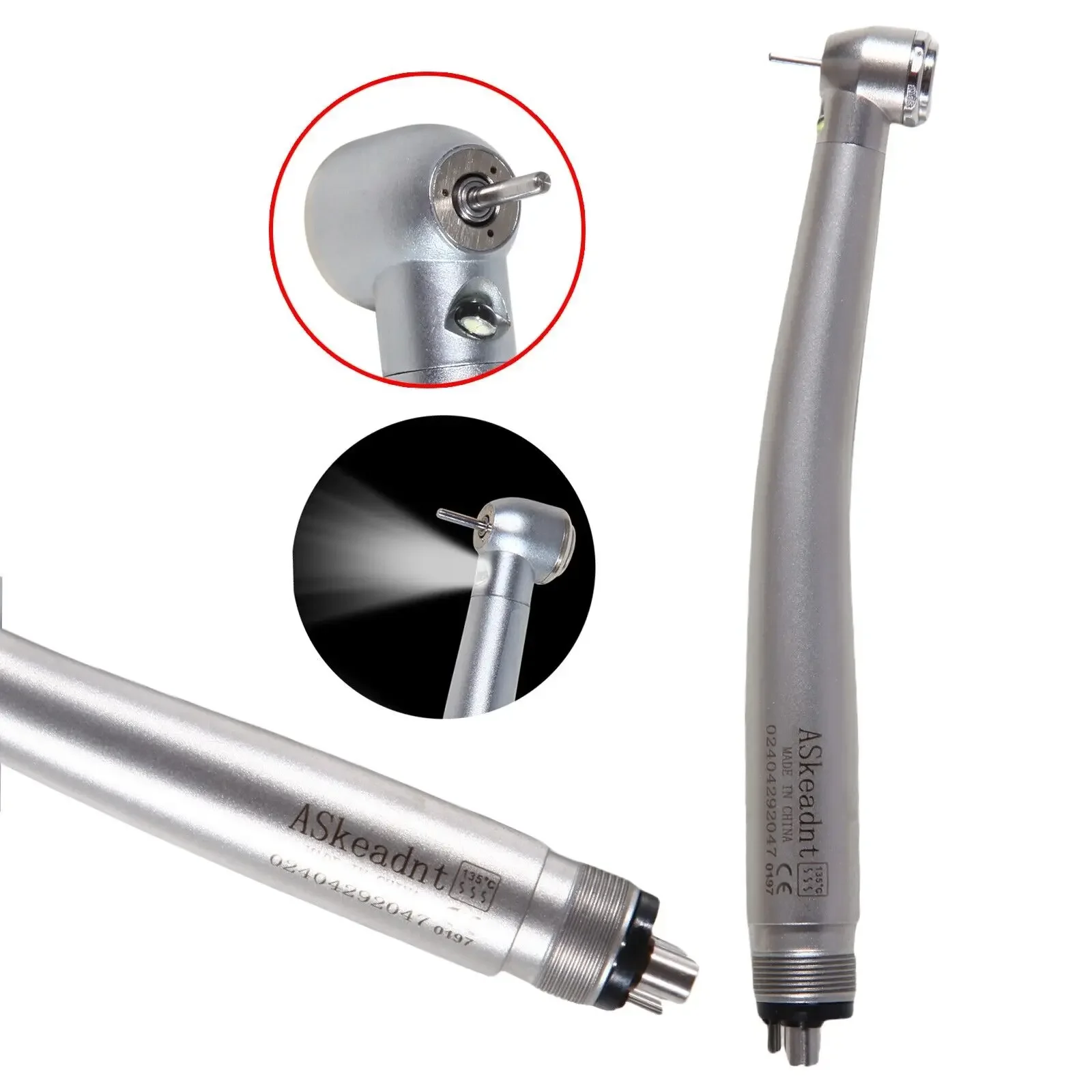 Dental 4Hole E-generator  Fiber Optic LED High Speed Handpiece Triple Water Spray Turbine Fit Kavo