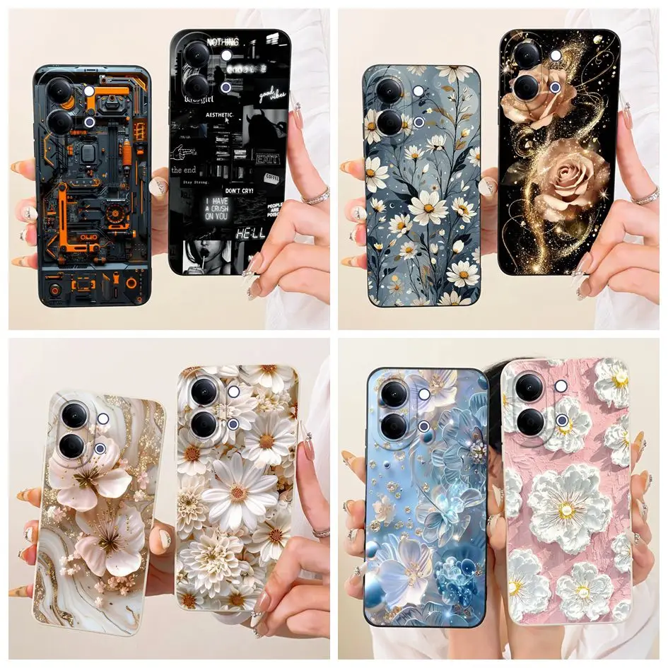 For Vivo Y21 5G Case V2553 V2554 Newest Pretty Flower Soft Liquid Silicone Shockproof Phone Cover For Vivo Y11 5G Y05 2026 Shell