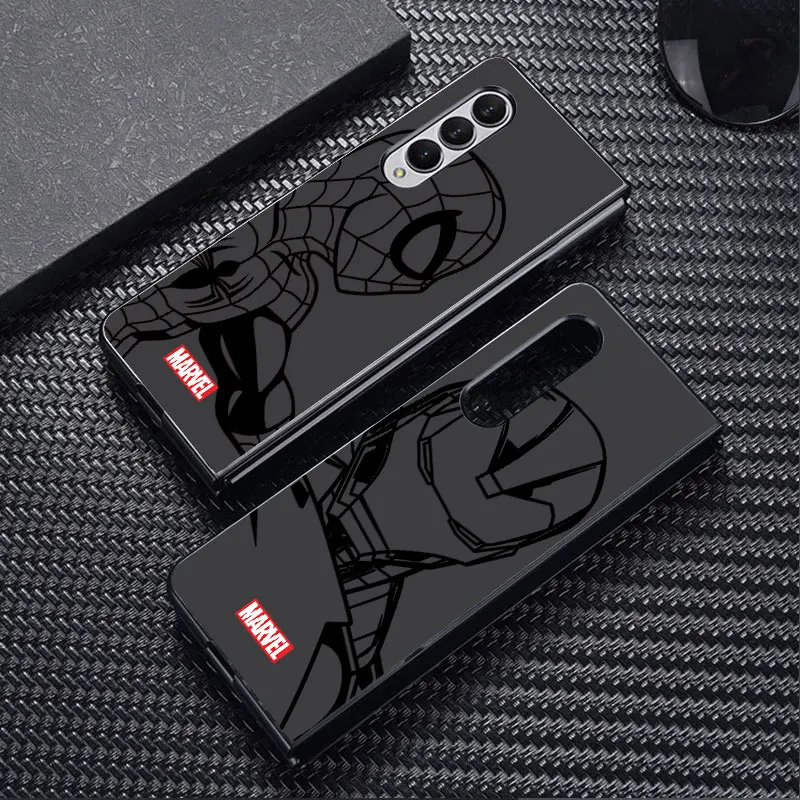 

Marvel Spider Man Phone Case for Samsung Galaxy Z Fold5 5G Z Fold3 Z Fold4 ZFold4 Black Shockproof Capa Funda Cover