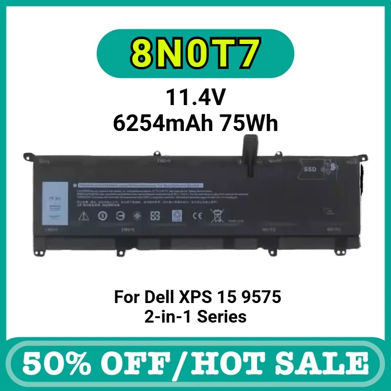 

Laptop Battery 8N0T7 For Dell XPS 15 9575 2-in-1 Series TMFYT P73F 0TMFYT 11.4V 6254mAh /75WH
