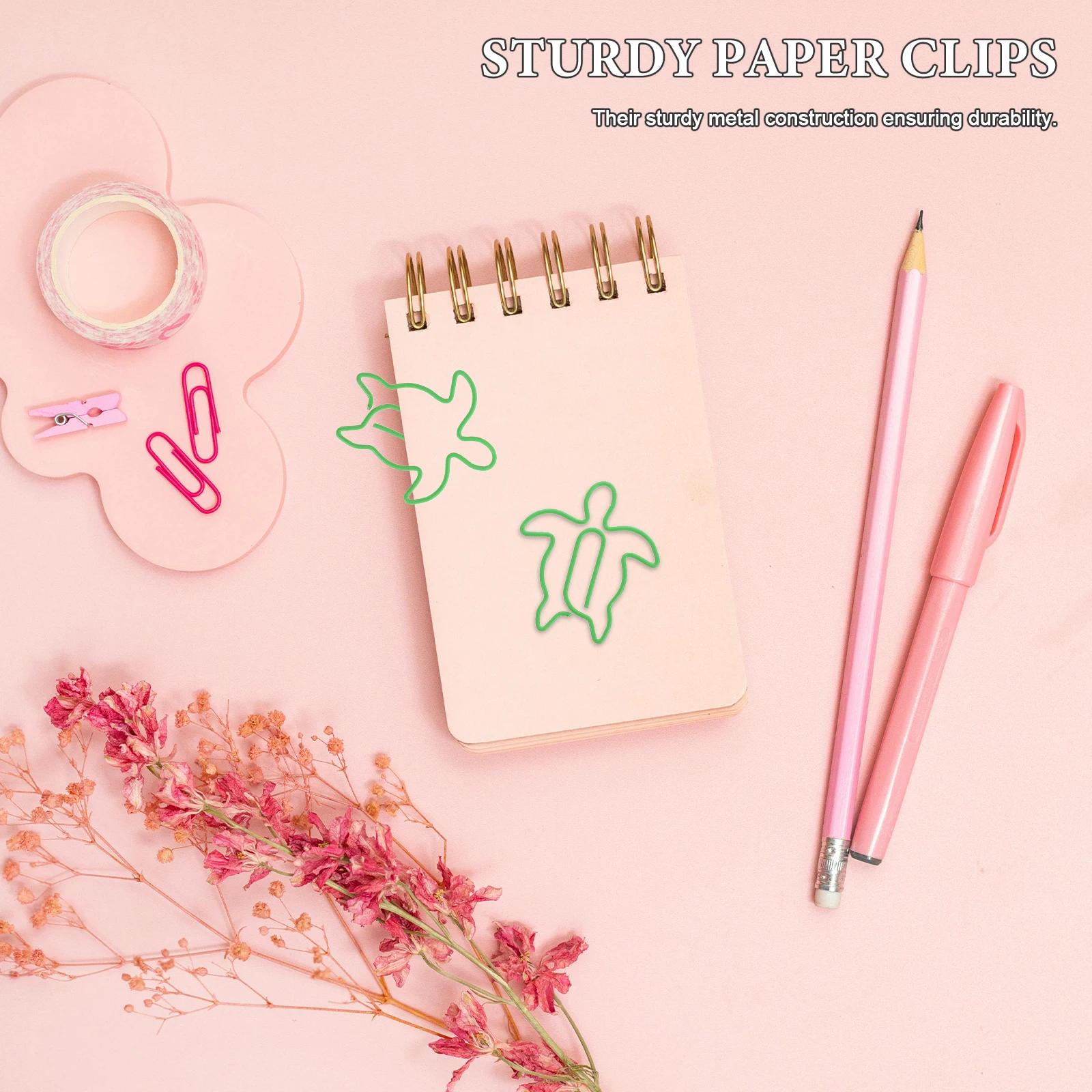 

100 Pcs Turtle Paper Pin Cute Document Clips Bookmark Mini Funny Decorative Metal Plastic Fasteners