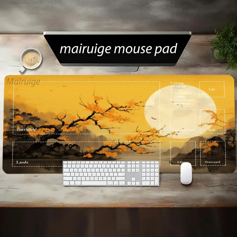 

Коврик для мыши Yellow Moon, игровой коврик, большие компьютерные офисные коврики для мыши XXL, противоскользящие резиновые настольные коврики для MTG DTCG CCG RPG, коллекционная карта