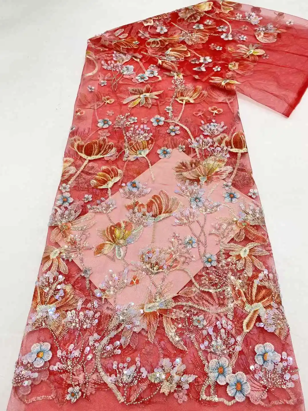 Kain Renda Payet Manik-manik Mewah Afrika untuk Pernikahan Nigeria, Pengantin Pria Bordir Tulle, Renda Berkualitas Tinggi