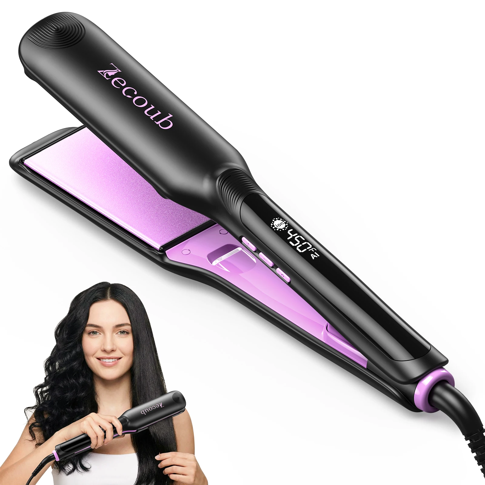 Hair Straightener 1.75 Inch Ionic Flat Iron Hair Straightener with Professional Ceramic Coated, 9 Smart Temps Control for Women