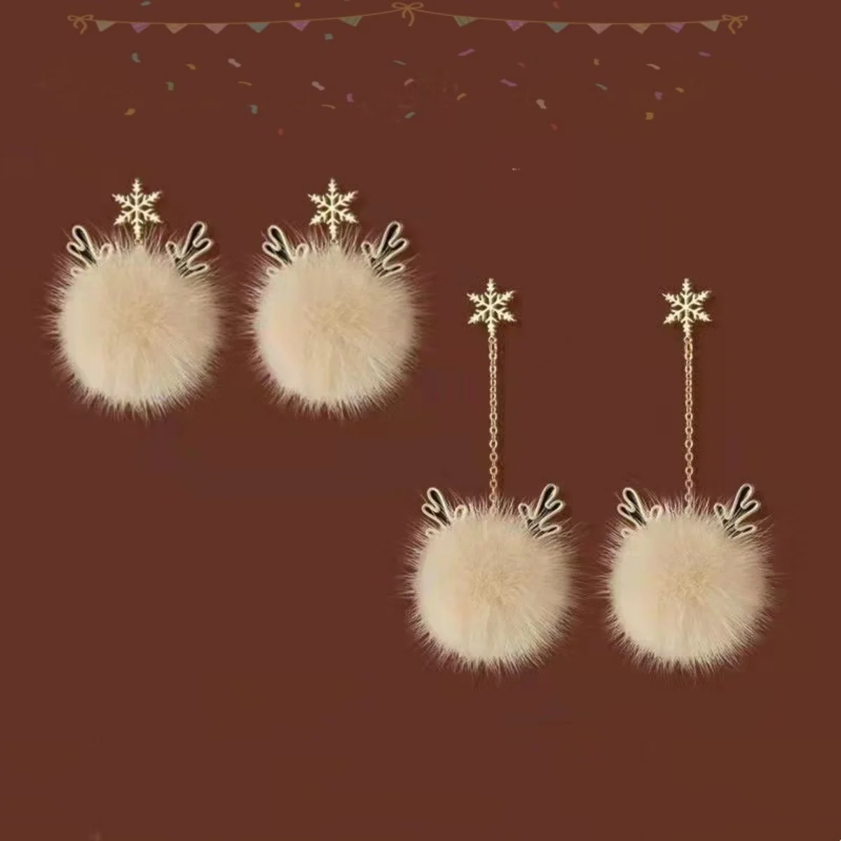 Weihnachten Ohrringe Kreative Schneeflocke Hirsch Geweih Plüsch Ball Tropfen Baumeln Ohrring Für Frauen Männer Elegante Urlaub Schmuck Geschenke
