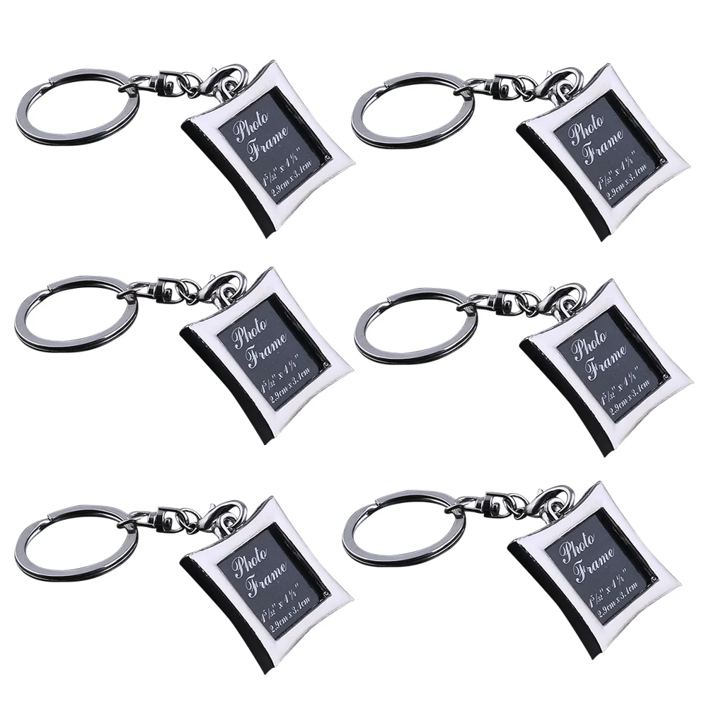 6 Pcs Keychains Shop Jewelry Custom Ring Photo Frame Decorate Lovers