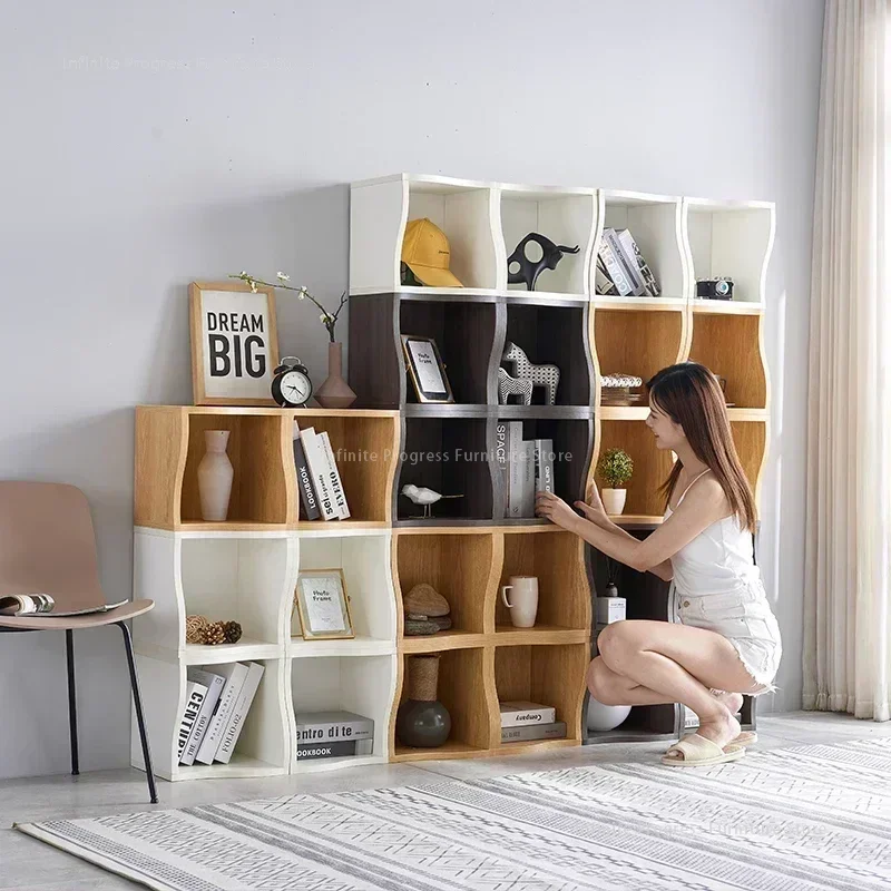 

Nordic Solid Wood Lattice Cabinet Bookcase Free Combination Small Low Cabinet Storage Stairs Bay Window Bookcase Home Furniture