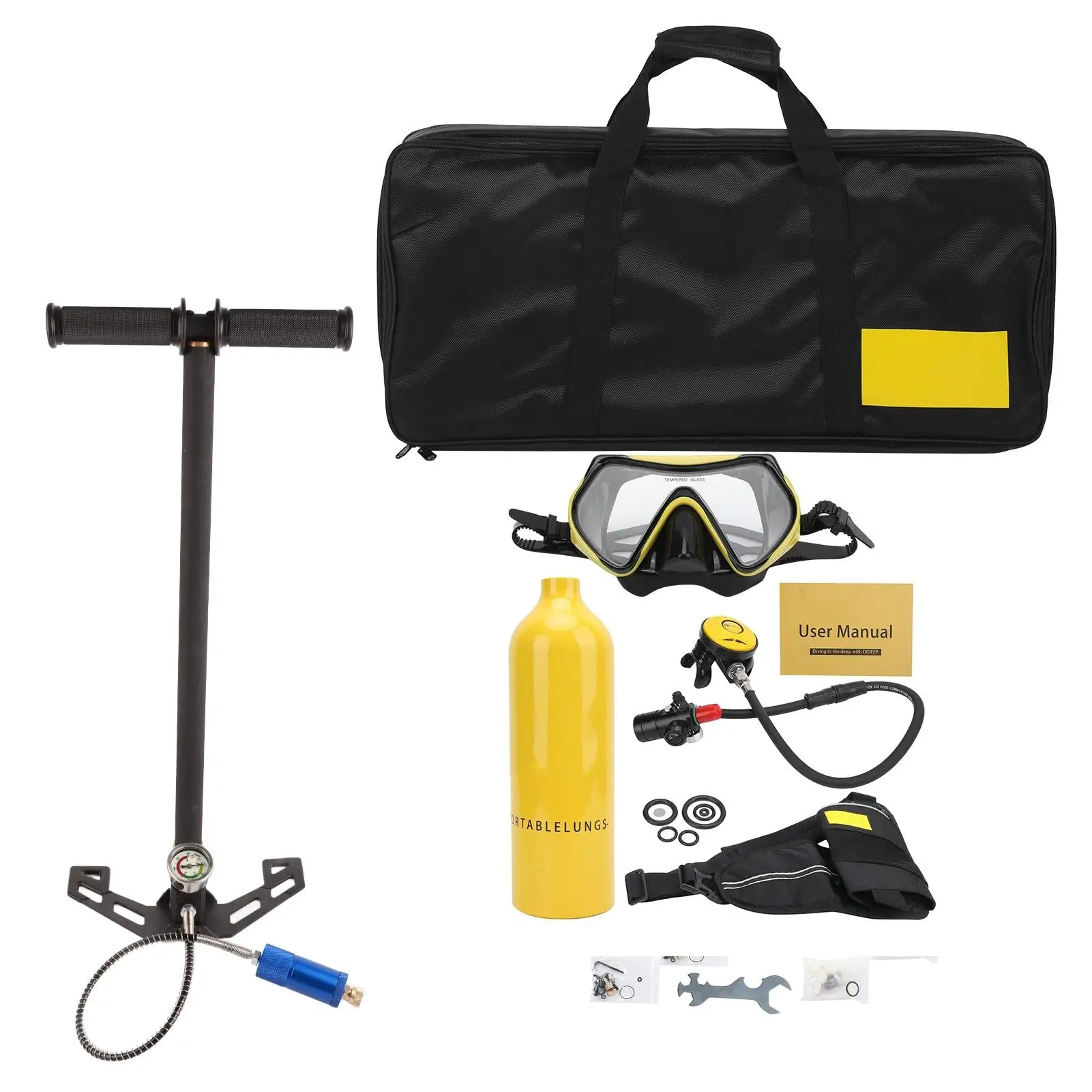 Mini Portable 1L Diving Oxygen Tank X400 Kit for Underwater Breathing, Snorkeling & Diving Equipment