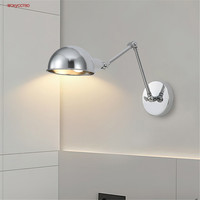 Vintage Industrial Silver Desk Reading Led Wall Lamp Fashion Indoor Decoration Living Room Bedroom Sconces Study Swing Arm Light
